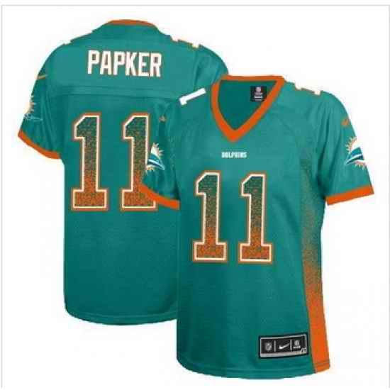 Women New Dolphins #11 DeVante Parker Aqua Green Team Color Stitched NFL Elite Drift Fashion Jersey